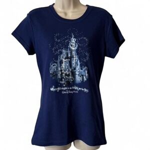 Vintage Y2K Navy Walt Disney World Souvenir Graphic Tee, Women's Size L